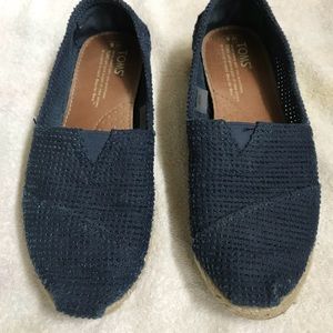 Toms Navy Canvas Women's Espadrilles size 6
